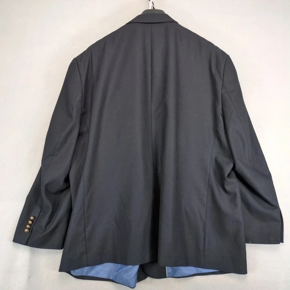 GS Perfect Fit Navy Blazer Jacket Mens 52R Brass Crest Buttons Stretch Preppy‎